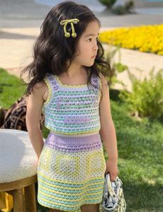 Enfants filles été deux pièces tenues au Crochet été sanctifier mode tricot ensembles fille jupes de créateur ensemble vêtements de bébé pour enfants