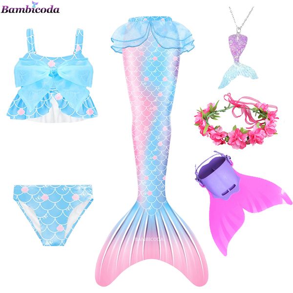 Niñas Niñas Natación Mermaid cola Cosplay Niños de la fiesta Halloween Partido de la fiesta Traje de baño Monofin Fantasía Traje de baño Monofin FIN REF