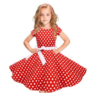 Kids Meisjes Vintage Jurk Causal Children Jurken Polka Dot Princess Swing Rockabilly Party Jurken Gentleman Jurk 2021 Q0716