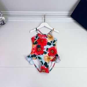 Kinderen meisjes Vintage Bloemen een stuk zwemkleding modeontwerper baby meisje strandbikini zwemmen badmode klassieke letter bikini's kinderkleding