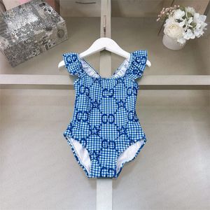 Kids girls Vintage Floral swimwear one peice one shoulder swimsuits fashion designer baby girl beach bikini swimming classic letter bikinis childrens swim suits