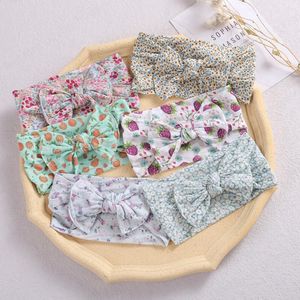 Kids Haaraccessoires Kinderen Bloem Floral Fruit Print Bowknot Hairband Bandanas Baby Meisjes Grote Boog Hoofdband 27 Kleuren