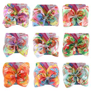 Clips de cheveux pour enfants Accessoires de cheveux 8 pouces Bow Jojo Christmas Santa Elk pour enfants Clipt avec Card Girl's Hairpins for Holiday Fêtes