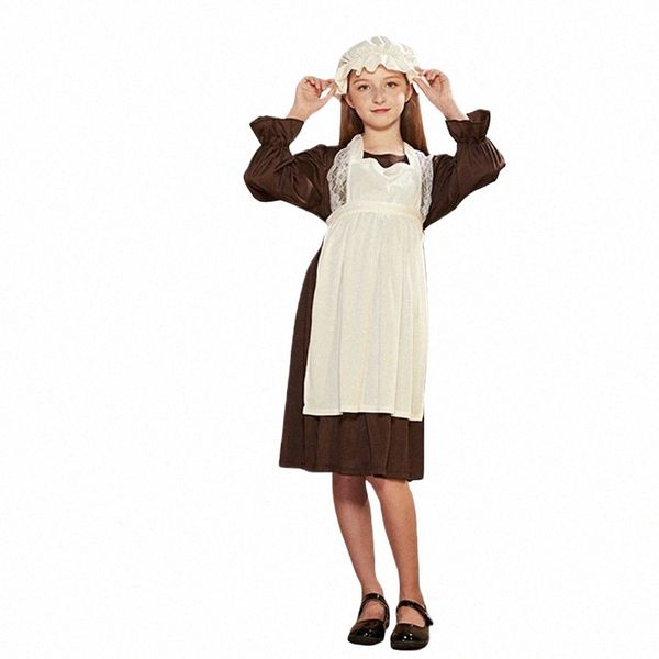 Niños Halen World Ropa étnica Victorian Maid Dr Disfraz para niños Fiesta Festival Cosplay Ropa de actuación B04D #