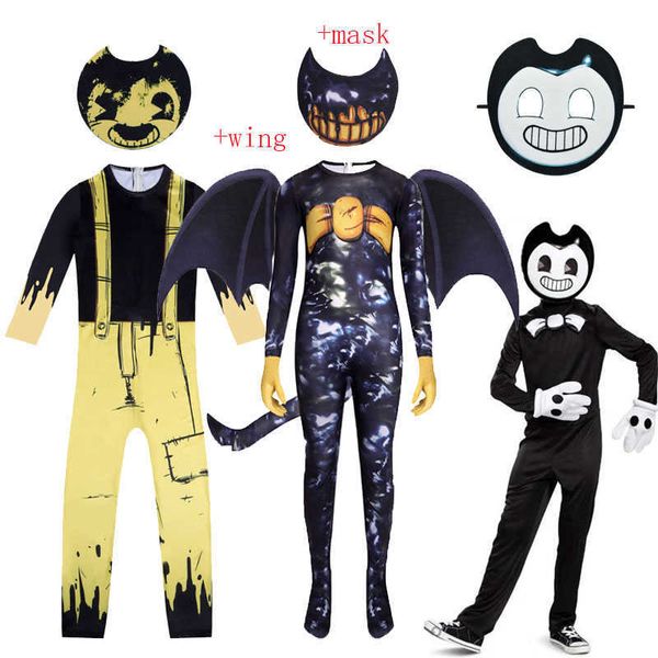 Niños disfraces de Halloween Anime Bendy las máquinas de tinta Cosplay niños niñas mono + ala dibujos animados Disfraces carnaval fiesta ropa G0925