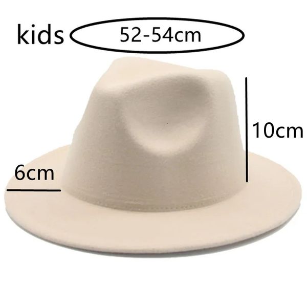 Enfants chapeaux 52 cm petit enfant feutre blanc noir hiver chapeau tenue décontractée garçons filles Fedora Sombrero Panama Hombre 240219
