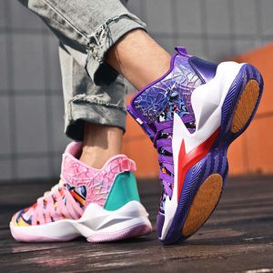 Kids High Top Basketball Shoes Lightning Lines Fashion Sneakers Youth Girls Boys Professional Training Shoes For Woman Man Maat 32-45