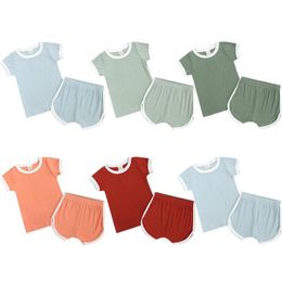 Enfants Maison Short À Manches Courtes Ensemble Tenues Ensemble De Vêtements Pour Enfants Été Doux Coton Garçons Et Filles Bébé 2 Pièces Ensembles Costume Décontracté