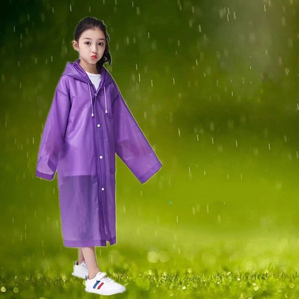 Sweats à capuche pour enfants Poncho Vêtements de pluie en plastique épaissi escalade doit imperméables avec bouton non jetable manteau de pluie long transparent 4cj E19