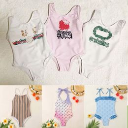 Marca de diseñador Traje de baño para niños Niños pequeños Trajes de baño de una pieza Trajes de baño para niñas Bikini Niños pequeños Verano Impreso Playa Piscina Deporte Trajes de baño Bebés jóvenes