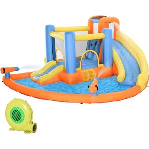 Kinderen opblaasbare waterglijbaan 5-in-1 Bounce House Water Park Jumping Castle met waterpool Slideclimbing wanden 450W luchtblazer 240403