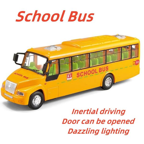 Kids Interactive Educational Inertial Lighting School Bus Bus Toys Modèle de voiture pour garçons Girls Birthday Christmas Gift 231221