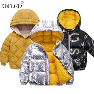 Kinderen Jas Snowsuit Ruimte Kinderen Winterjas voor Kinderen Meisjes Zilveren Gouden Jongen Casual Hooded Jacket 210902