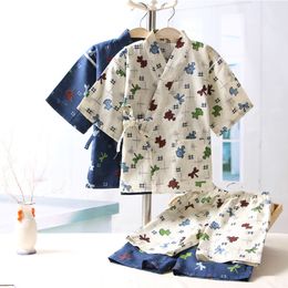 Enfants japonais traditionnel vêtements pour bébés garçons asiatique infantile Yukata insecte imprimé Kimono coton doux pantalons courts pyjamas ensembles