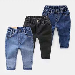 Kids Jeans 2023 Spring and Automne Nouveaux vêtements pour enfants élastiques pour enfants lâches minces denim long pantalon l2405