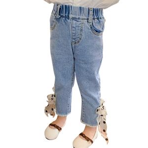 Kinder jeans boog meid jeans dot jeans voor kinderen meisjes casual stijl babymeisjes kleren lente herfst 210412