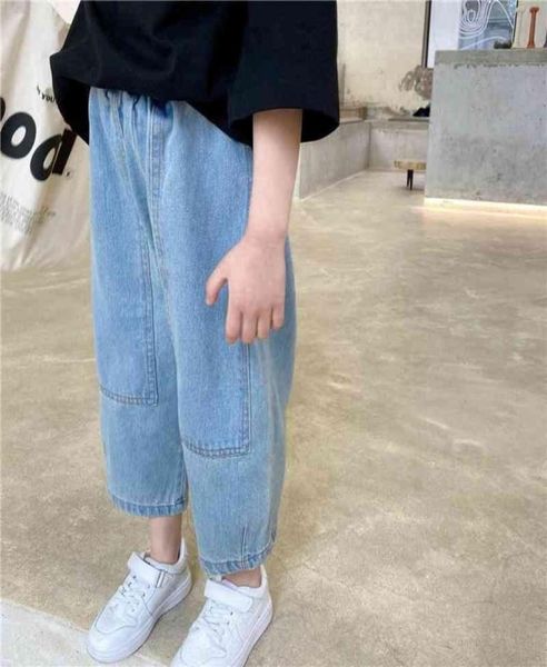 Enfants jean été filles Denim jambe large pantalon bébé Style ample pantalon enfant en bas âge pantalon mince doux cheville longueur 6206 2105105339584