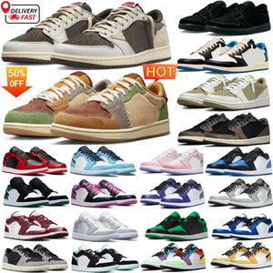 Hommes 1 Chaussures de basket-ball 1S Low Golf Olive Reverse Mochas Neakers Dark Wolf Gris Noir Phantom Pine Green Bred Toe Unc Panda Femmes Baskets de sport