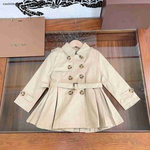 Manteau kaki pour enfants, veste à revers pour bébé, taille 100 à 160 CM, coupe-vent à Double boutonnage, printemps, pour filles, Sep15