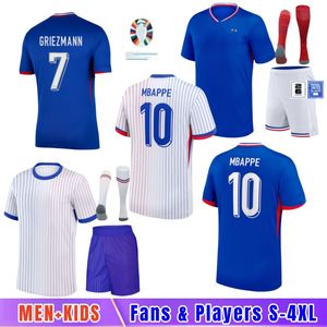 Kit d'enfants Jerseys2024 Benzema Giroud Mbappe Griezmann Saliba Pavard Kante Maillot de pied