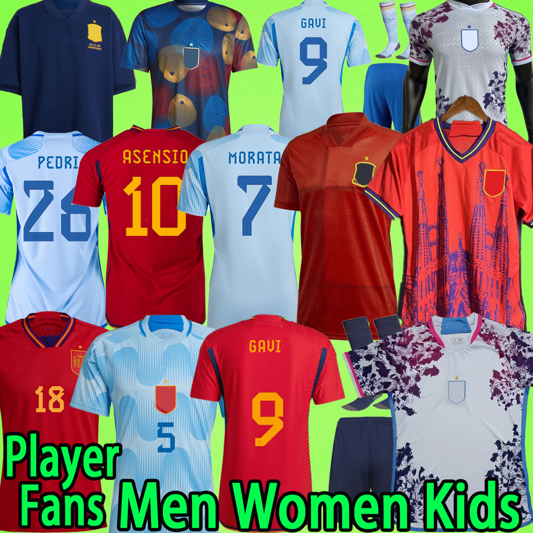 2023 Hiszpanne koszulki piłkarskie fani gracz Wersja Women 20 21 22 23 24 Espana Asension Morata Gavi Koke Ferran Pedri 2024 Koszulki piłkarskie T Purple Kids Kit długie rękawy Retro