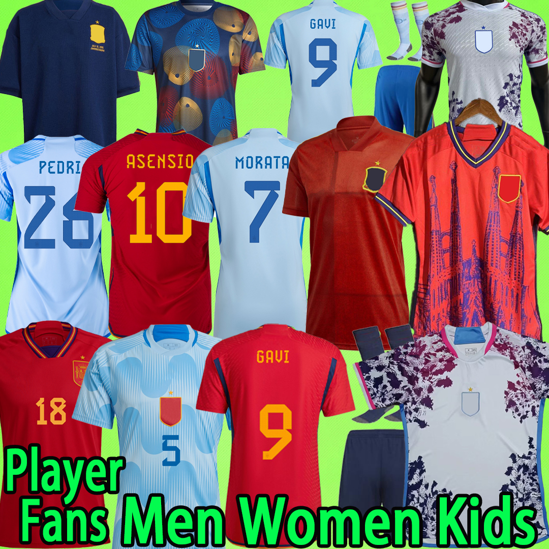 2023 spain soccer jerseys Fans Player version Women 20 21 22 23 24 Espana ASENSION MORATA GAVI KOKE FERRAN PEDRI 2024 football shirts T purple KIDS KIT long sleeve retro