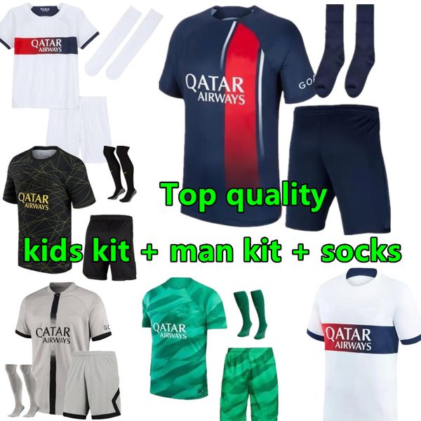 23 24 kit enfants adultes MBAPPE HAKIMI maillot de football PARIS SERGIO RAMOS Maillots de football 2023 2024 psgs MARQUINHOS VERRATTI chemise uniformes maillot pied