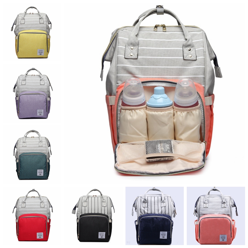7 colors Fashion stripe Mummy Maternity Nappy Bag Large Capacity Baby Bags Travel Backpack Desinger Nursing Bag for Baby Care diaper bag