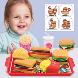 Kids Kitchen Toys Fast Food Restaurant Hamburger Set doet alsof Mini educatieve speelgoedrol spelen huisspellen 240407