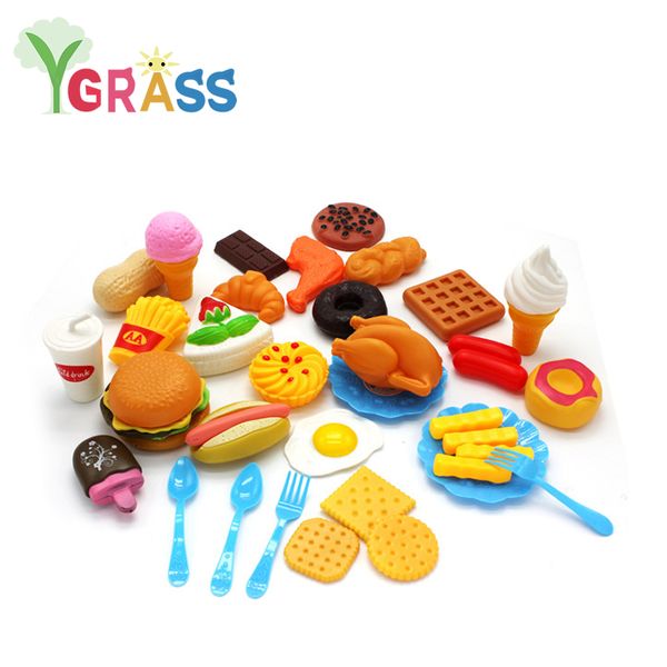 Jouets de cuisine pour enfants Jouets de crème glacée aux fruits en plastique Hamburger Girls Pretend Play Fake Miniature Food Toys Set Baby Children Cooking LJ201009