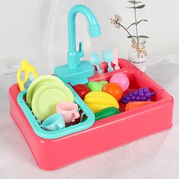 Jouets de cuisine pour enfants prétend simulation électrique lave-vaisselle pour enfants de cuisine pour lavage de cuisine lavabo rôle jeu toys garçons filles cadeaux 240420