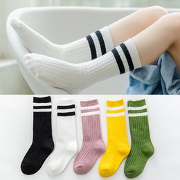 Kids knie high sokken katoen ademende kint streep lange sokken voor jongensmeisjes peuter zwart witte slouch school sokken 1-9y 220611