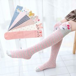 Enfants genou haute chaussettes filles dessin animé bas enfant coton rayé respirant longues chaussettes bébé collants décontractés princesse jambières BYP781