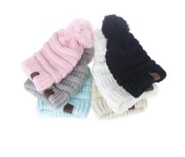 Chapeaux tricotés pour enfants, grosses casquettes de crâne, tricot de câble d'hiver, ample, Crochet, casquette chaude d'extérieur, 11 couleurs, chapeau tricoté LL