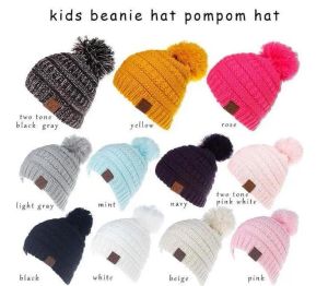 Chapéus de malha para crianças, bonés grossos de caveira, cabo de inverno, crochê desleixado, boné quente ao ar livre, 11 cores, chapéu de malha 12 LL
