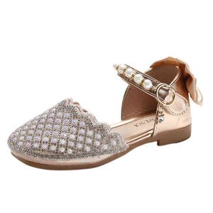 Chaussures en cuir pour enfants pour filles en bas âge petits enfants chaussures habillées chaussures de princesse pour la fête de mariage paillettes strass perles nouveau G220418