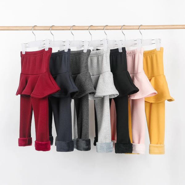 Leggings enfants pour enfant en bas âge bébé filles pantalons chaud hiver faux deux jupe-pantalon enfants pantalons coton velours épais Legging 2-10 ans 240106