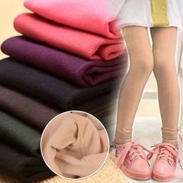 Leggings para niños Engrose los pantalones de algodón termal Veet para niños pantalones cálidos Color sólido Elástico Invierno 3-12 años L2405
