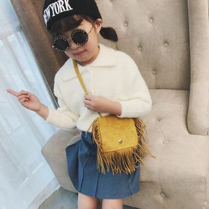 Kids Leopard Tassel Handtassen Portemonnees Mode Schoudertassen Meisjes All-match Cross-Body Bags Kinderen Snack Snoepjes Portemonnee C1101 201 Z2