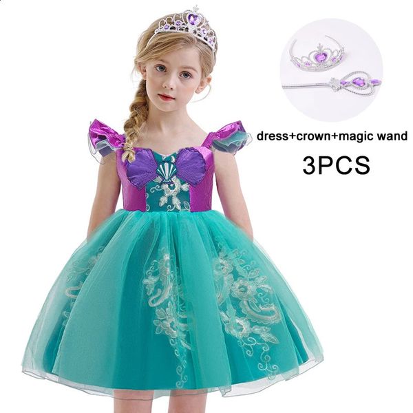 Vestido de princesa de sirenita para niños para niñas Halloween Fancy Carnival Cosplay disfraz niños vestidos de fiesta de boda de Navidad 240126