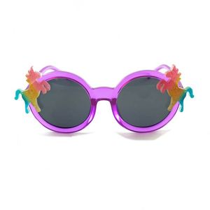 Gafas de sol de diseño de caballos dobles encantadores para niños Montura de diseño de unicornio lindo con lentes redondas UV400 Gafas para niños y niñas