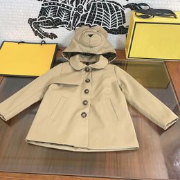 Niños Abrigos de lujo F Diseñador Niñas Nuevas chaquetas de moda Diseñadores Little Bear Hat Outwear Primavera Invierno Niños Ropa de marca Manga larga esskids CXD2312192-13