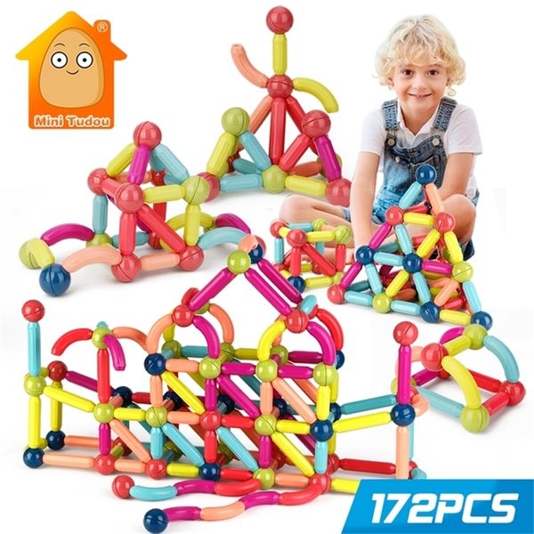 Enfants magnétique constructeur bloc concepteur ensemble aimant bâton tige blocs de construction Montessori Eonal jouets pour enfants garçon fille 220414