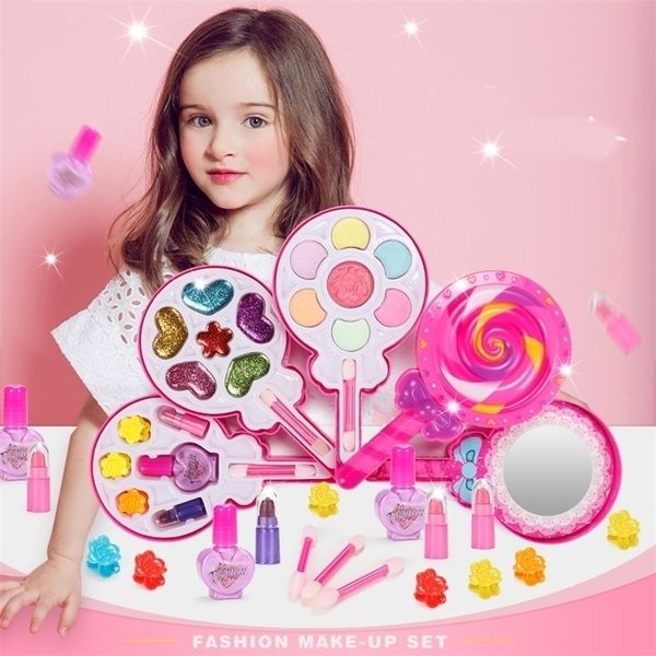 Enfants Make Up Toy Set Pretend Play Princess Pink Makeup Beauty Safety Kit non toxique Jouets pour filles Dressing Cosmetic Girl Cadeaux LJ201009