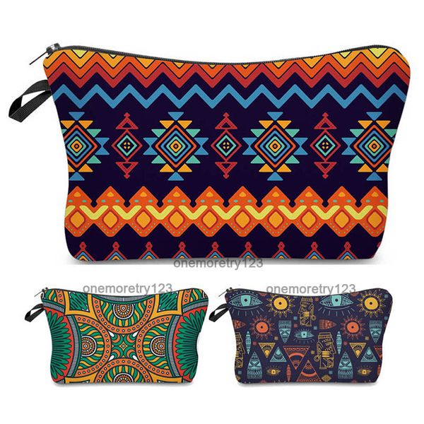 Bolsa de maquillaje para niños, bolsos de tótem étnico africano con estampado geométrico, bolsas de almacenamiento de viaje de moda