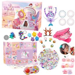 Boîte de calendrier de maquillage de maquillage pour enfants 24 jours à rebours du calendrier bijoux Boîte à cadeaux Toys for Girls Kids Gift de Noël
