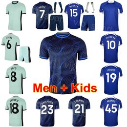 Club Kids Man Soccer 27 Malo Gusto Jersey 25 Moises Caicedo 16 Lesley Ugochukwu 6 Thiago Silva 7 Raheem Sterling 1 Robert Sanchez Kits de maillots de football 23-24 QieErXi