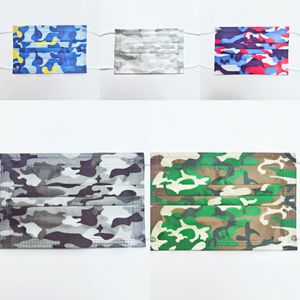 Kinderen maskeren camouflage wegwerp anti-stof facemask groen kleurrijke afdrukken mode kinderen gezichtsmaskers niet-geweven facemaskers aangepast