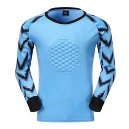 Enfants Hommes Football Gardien De But Chemise Uniforme Saison O-cou À Manches Longues Éponge Pad Protection Football Portier Jersey Personnalisé 240305