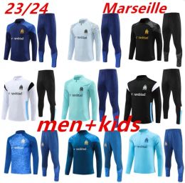 Kids Men Soccer Tracksuits Milik Payet Marseille survite Jacket 23 24 Fottball Training Suit Vest Maillot de Olympique Om Tracksuit Football Jogging